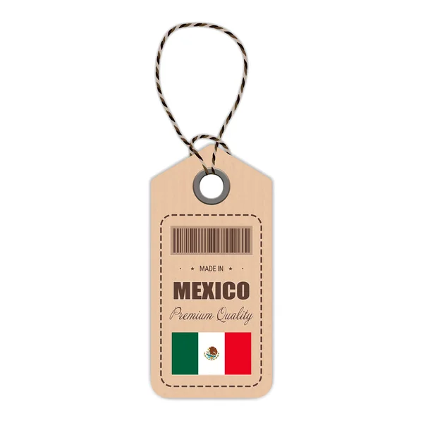 Hang Tag Made In Mexico With Flag Icon Isolated On A White Background. Vector Illustration. — Stock Vector