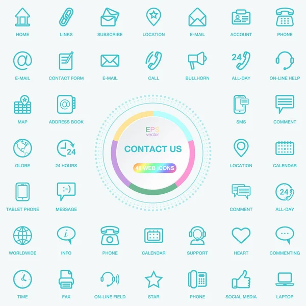 Evrensel Web ve Internet hattı Icons Set bize. Web, Blog ve sosyal medya düğmeleri. Arka plan üzerinde izole vektör Illusitration.