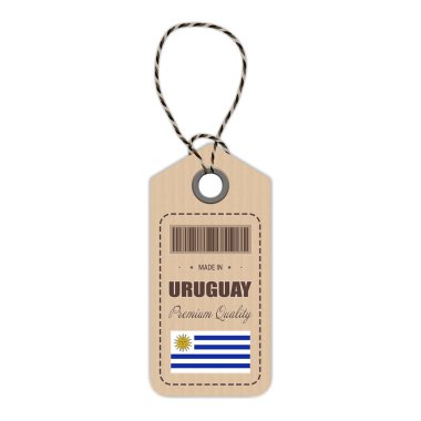 Tag Uruguay beyaz bir arka plan üzerinde izole bayrak simgesi ile Made as. Vektör çizim.
