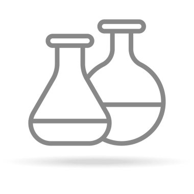 Laboratuvar, tıbbi araştırma kutsal kişilerin resmi içinde beyaz arka plan üzerinde izole Trendy ince çizgi stili. Tıbbi simge tasarım, Apps, Logo, kullanıcı arabirimi için. Vektör çizim.