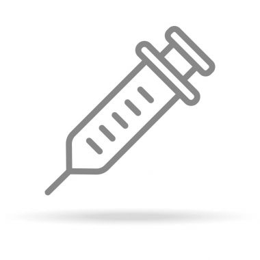 Beyaz arka plan üzerinde izole Trendy ince çizgi stili simgesini aşı. Tıbbi simge tasarım, Apps, Logo, kullanıcı arabirimi için. Vektör çizim.