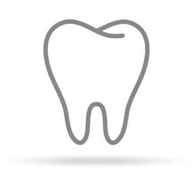 İnsan dişi, Stomatology kutsal kişilerin resmi içinde beyaz arka plan üzerinde izole Trendy ince çizgi stili. Tıbbi simge tasarım, Apps, Logo, kullanıcı arabirimi için. Vektör çizim.