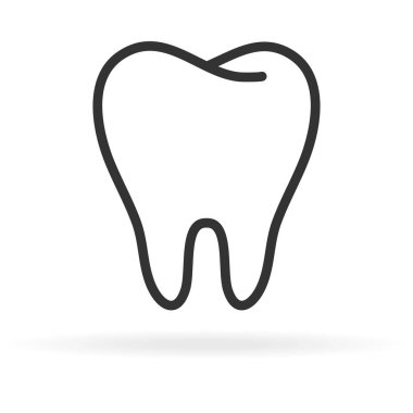 İnsan dişi, Stomatology kutsal kişilerin resmi içinde beyaz arka plan üzerinde izole Trendy ince çizgi stili. Tıbbi simge tasarım, Apps, Logo, kullanıcı arabirimi için. Vektör çizim.