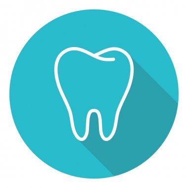 İnsan dişi, Stomatology kutsal kişilerin resmi içinde beyaz arka plan üzerinde izole Trendy ince çizgi stili. Tıbbi simge tasarım, Apps, Logo, kullanıcı arabirimi için. Vektör çizim.