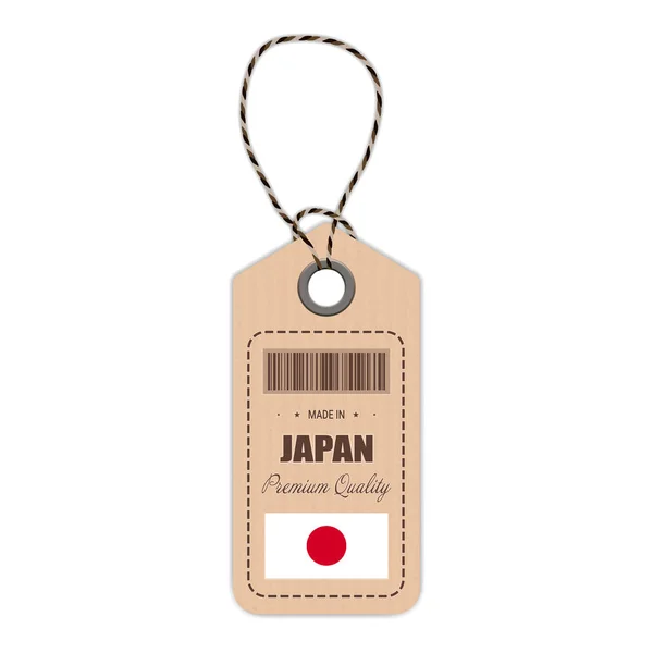 Etiqueta colgante hecha en Japón con icono de la bandera aislado sobre un fondo blanco. Ilustración vectorial . — Archivo Imágenes Vectoriales