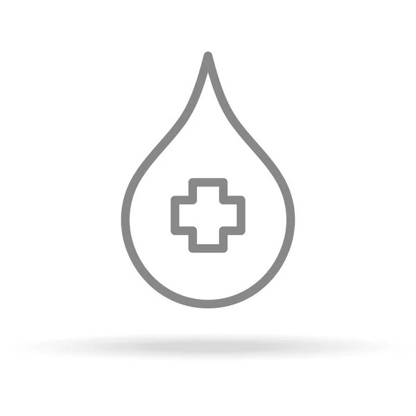 Icono de donación de sangre en estilo de línea delgada de moda aislado sobre fondo blanco. Símbolo médico para su diseño, aplicaciones, logotipo, interfaz de usuario. Ilustración vectorial . — Vector de stock