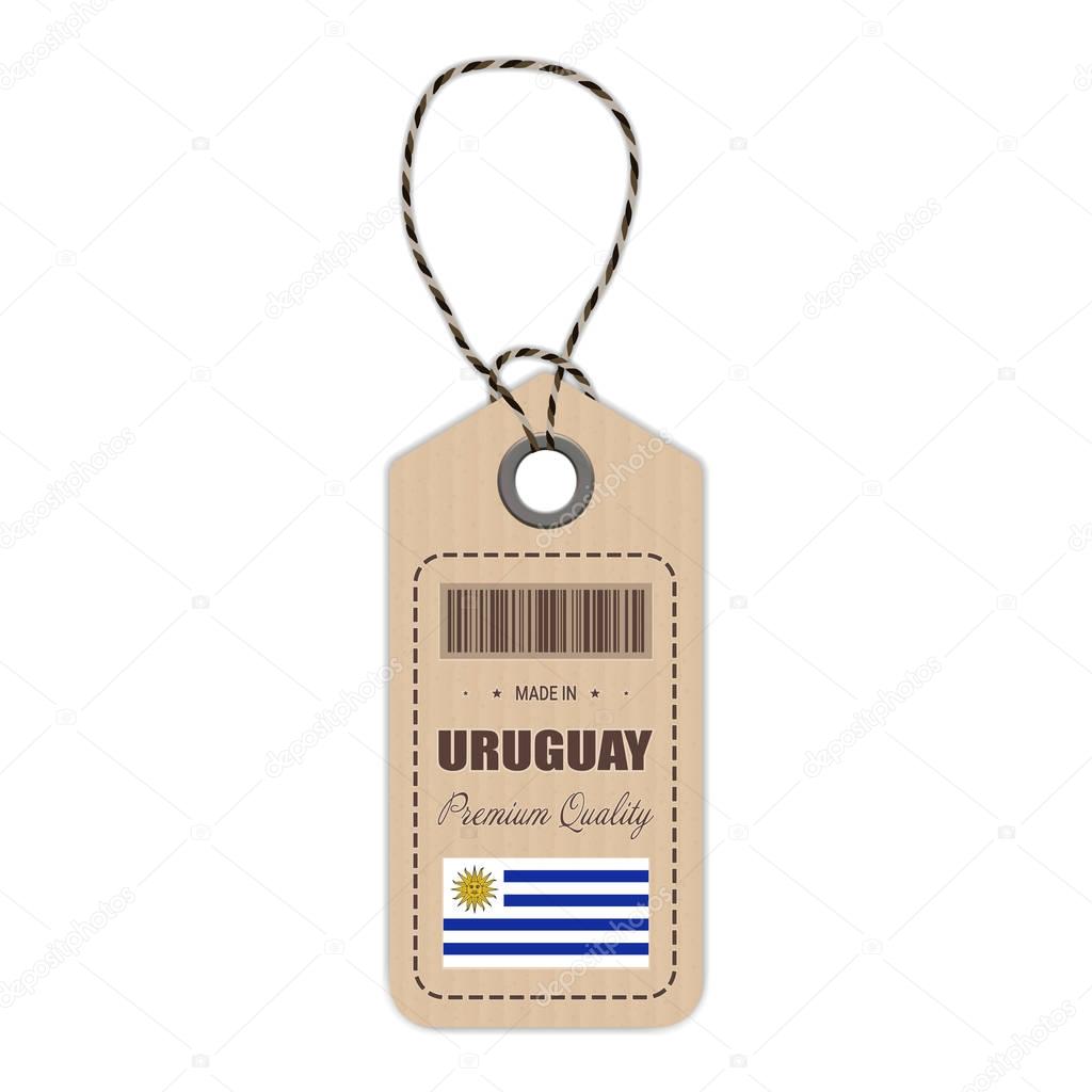 Hang Tag Made In Uruguay With Flag Icon Isolated On A White Background. Vector Illustration.