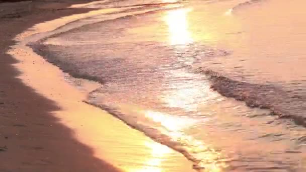 Glare of the sun at sunset on the sea waves — Stock Video