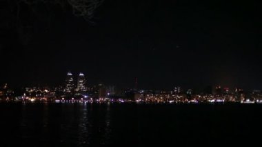 Gece şehir nehir, ışıkları gece city, gece city, uzun atış arkasında