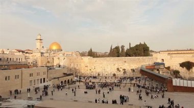 İsrail, Jerusalem batı duvarı. Western duvar, duvar, Yahudi Tapınak, eski Kudüs şehri Ortodoks Yahudi dua feryat, din, Timelapse, zoom, panorama