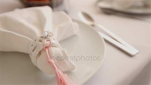 Decorativeon the banquet table, nobody, inside, indoors, close-up New Year, Christmas — Stock Video