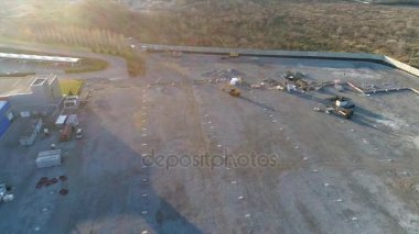 Hava, şantiye, metal yapı, inşaat makinaları, inşaat hava görünümünü büyük bir bitki veya fabrika, Sanayi Dış, panoramik görünümünün İnşaat