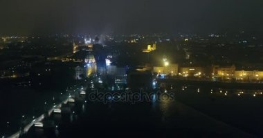 Prag gece panorama, panoramik hava eski kasaba, gece şehrin, Prag ışıkları