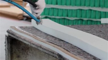 İmalat, minder bitki, minder minder üzerinde dikiş makinesi, modern fabrikası dikiş