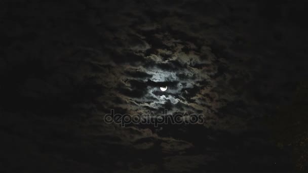 Luna llena en el cielo nocturno, luna brillante, cielo nocturno, el movimiento de las nubes en el cielo nocturno sobre el fondo de una luna brillante — Vídeo de stock