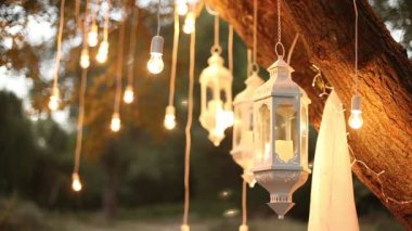 Dekoratif antika edison stil filaman ormanda cam fener asılı ampuller