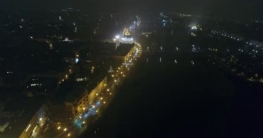 Prag gece panorama, panoramik hava eski kasaba, gece şehrin, Prag ışıkları