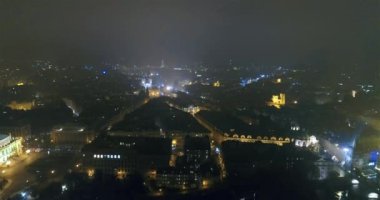 Prag gece panorama, panoramik hava eski kasaba, gece şehrin, Prag ışıkları