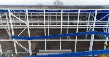 Büyük endüstriyel bina veya fabrika, Endüstriyel Bina dış, modern endüstriyel dış, panoramik, metal Yapı İnşaat