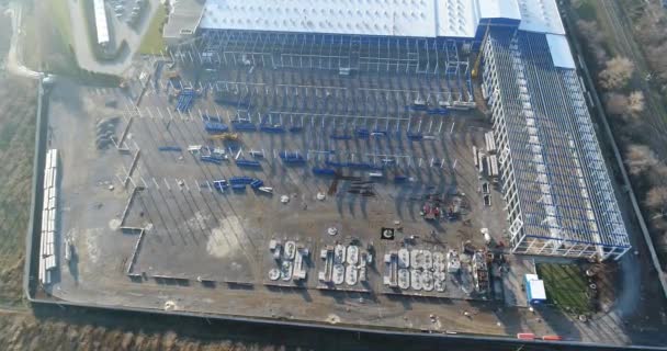 Vista de la construcción desde arriba, proceso de construcción, empresa de construcción, proceso de construcción de edificios — Vídeo de stock