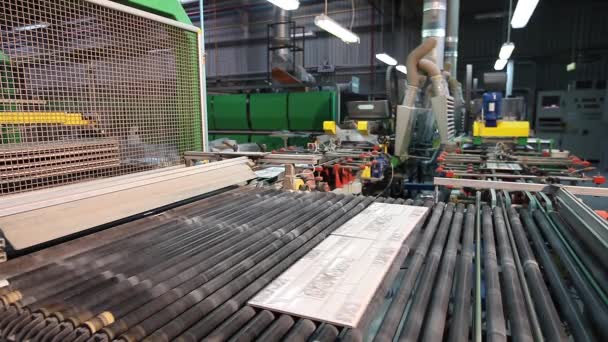 Tillverkning av keramiska plattor, automatiserad linje för tillverkning av keramiska plattor, Indors — Stockvideo