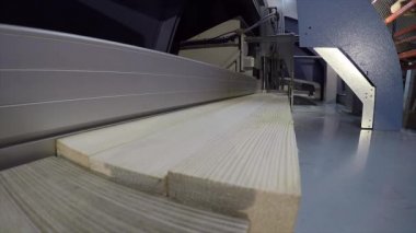 Testere makinesi bir ahşap blok, sanayi iç, modern ağaç işleme makinesi, çalışma makine, kesme makinesi, kapat-upp için