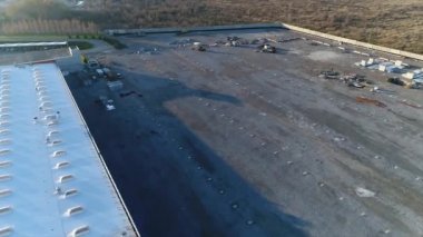 Hava, şantiye, metal yapı, inşaat makinaları, inşaat hava görünümünü büyük bir bitki veya fabrika, Sanayi Dış, panoramik görünümünün İnşaat