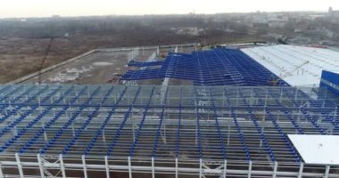 Büyük endüstriyel bina veya fabrika, Endüstriyel Bina dış, modern endüstriyel dış, panoramik, metal Yapı İnşaat