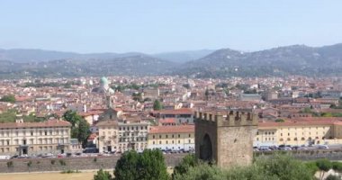 Floransa 'nın panoramik manzarası gözlem güvertesinden. Eski İtalyan şehri Floransa, Panorama