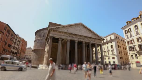 Panteón Roma, el templo de todos los dioses. Exterior del Panteón Roma, Italia — Vídeos de Stock