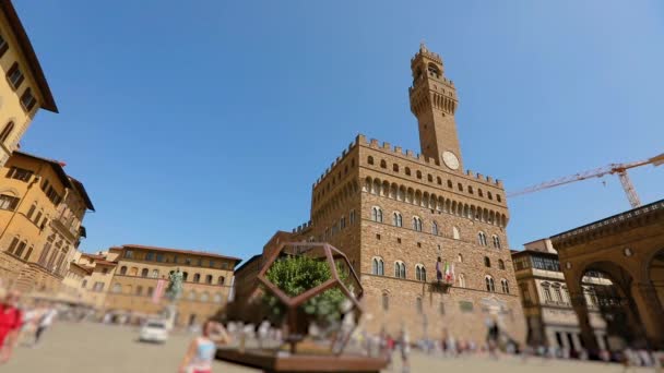 The Palazzo Vecchio, town hall of Florence. Florence, Italy — Stock Video