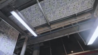 Duvar kağıdı üretimi için modern taşıyıcı. Modern duvar kağıdı üretim fabrikası