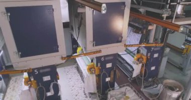 Duvar kâğıdı imalat dükkanı, endüstriyel iç mekan. Duvar kağıdı fabrikası.