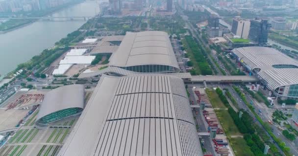 Grand centre d'exposition en Chine. Exposition internationale en Chine, vue aérienne — Video