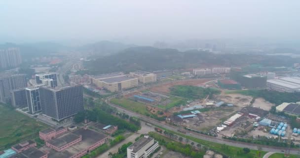 중국의 산업 지역 전체에 걸쳐 있습니다. 치 나스 산업 지역 항공 사진 — 비디오
