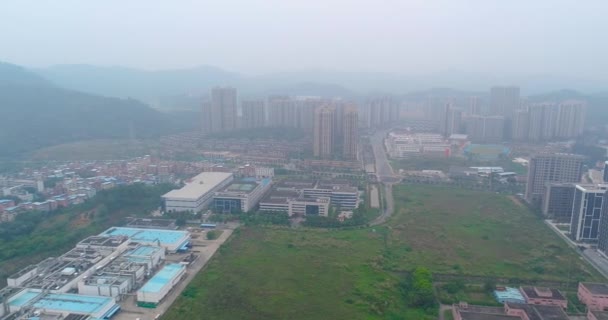 中国の工業地帯にまたがります。中国工業地帯の航空ビュー — ストック動画