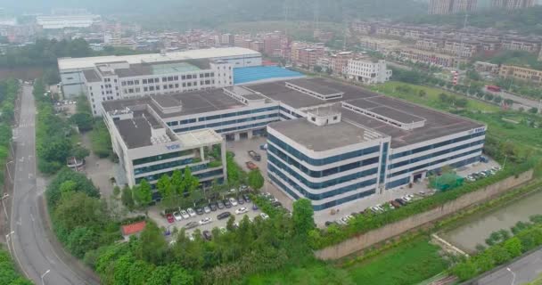 Panorama of the outskirts of Gunzhou, houses and factories aerial view — Stock Video