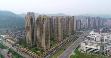 Çin şehrinde uyuma alanı. Modern güzel şehir, Çin.