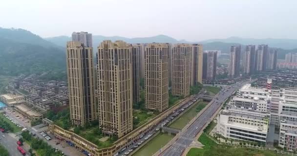 Zona de dormir en la ciudad china. Moderna ciudad hermosa, China — Vídeo de stock