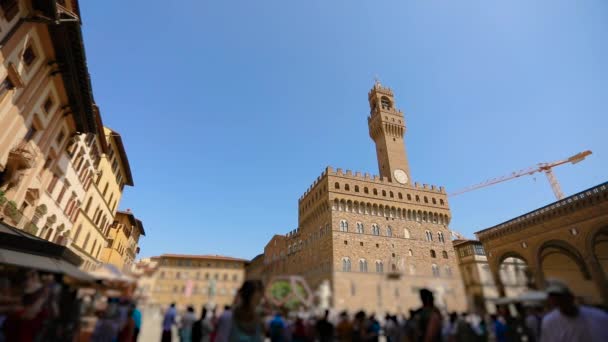 Fontána Neptun poblíž Palazzo Vecchio Florencie, Itálie. radnice ve Florencii — Stock video