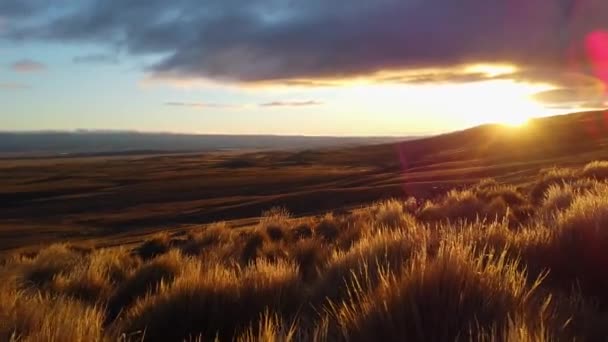 Patagonya 'da gün batımı, renkli günbatımı. Gün batımında patagoninin doğası — Stok video