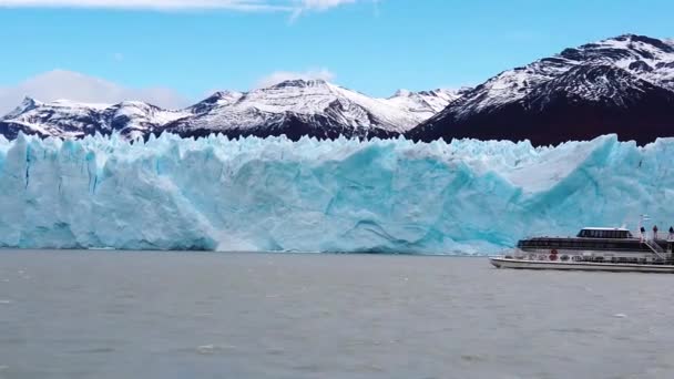 Gri Göl Günbatımı, Mavi Buzul Gri Yavaş Çekim, Patagonya. — Stok video