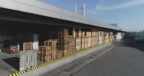 Large warehouse from above, modern logistics center, modern enterprise — Stock Video