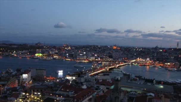 Istanbul Nacht Weitwinkelblick — Stockvideo