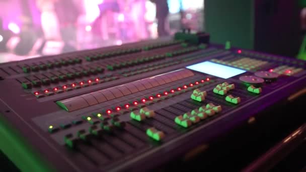 Audio Equipment. Sound control panel. Professional music mixer — Stock Video