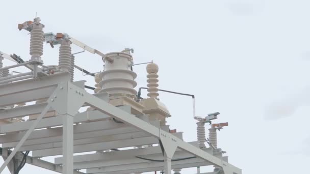 Transformer at a power plant, transformer at a solar power station — Stock Video