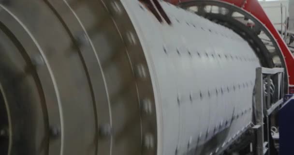 Industrial mill, ball mill, mill at the factory, grinding with metal balls — Stock Video