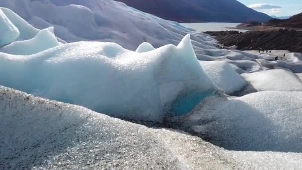 Blå glaciär i patagonien, chile. Blue Glacier Gray i Patagonien närbild — Stockvideo