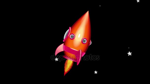 fusée spatiale de bande dessinée se déplaçant dans l'espace 