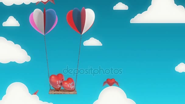 Hearts Background Animation for Valentines Day and Wedding. — Stock Video